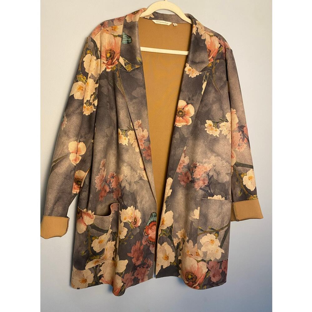 Soft Surroundings 3X Floral Butterflies Romantic Blazer Faux Suede Boho Artsy